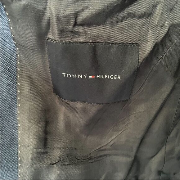 TOMMY HILFIGER wool button front blazer jacket sport coat Navy Blue 38L - Picture 9 of 10